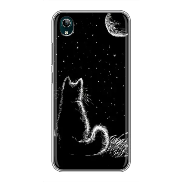 Чехол с принтом «Котик и луна» для Vivo Y1s