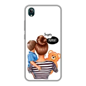 Чехол с печатью для ViVO Y1s - (Мама с ребенком) (AlphaPrint) (Мама с сыном)