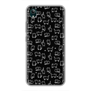 Чехол с принтом для ViVO Y1s (AlphaPrint) Модные коты (Меленькие котики)