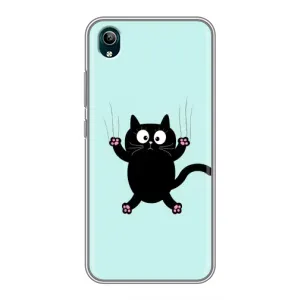 Чехол с принтом для ViVO Y1s (AlphaPrint) Модные коты (Падающий кот)
