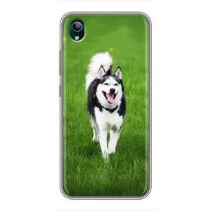 Чехол с Хаски для ViVO Y1s - (AlphaPrint) (Радостный Хаски)