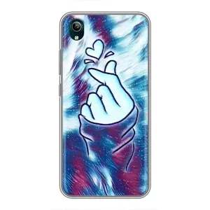 Чехол с принтом для ViVO Y1s (AlphaPrint - Знак сердечка) (Радужное сердце)