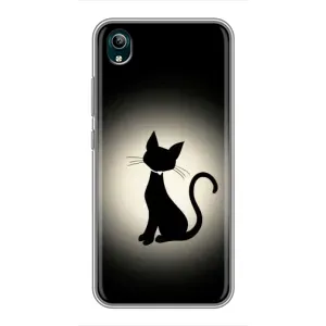 Чехол с принтом для ViVO Y1s (AlphaPrint) Модные коты (Силуэт котика)