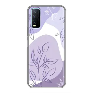 Силиконовый чехол с принтом в цветах на ViVO Y20 (Фиолетовые листья абстракция)
