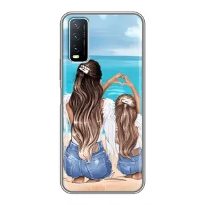 Чехол с печатью для ViVO Y20 - (Мама с ребенком) (AlphaPrint) (Мама с доченькой)