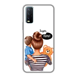 Чехол с печатью для ViVO Y20 - (Мама с ребенком) (AlphaPrint) (Мама с сыном)