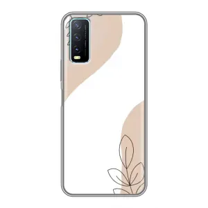 Силиконовый чехол с принтом в цветах на ViVO Y20 (Нюдовая веточка абстракция)
