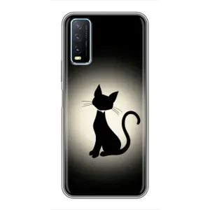 Чехол с принтом для ViVO Y20 (AlphaPrint) Модные коты (Силуэт котика)