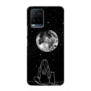 Чехол с рисунком кот на Vivo Y21 / Y21s (Девушка с котом)
