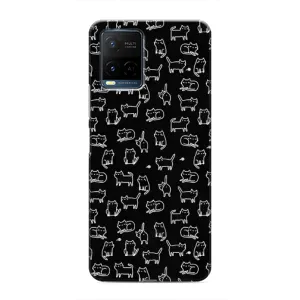Чехол с принтом для Vivo Y21 / Y21s (AlphaPrint) Модные коты (Меленькие котики)