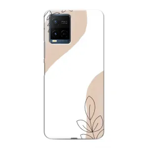 Силконовий чохол з принтом в квітах на Vivo Y21 / Y21s (Нюдова гілочка абстракція)