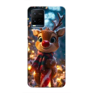 Яркий чехол для Vivo Y21 / Y21s с Зимними Оленятами (Олень с шарфом)