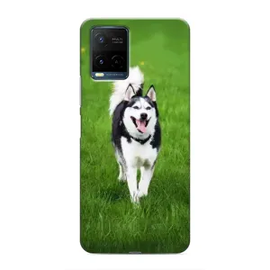 Чехол с Хаски для Vivo Y21 / Y21s - (AlphaPrint) (Радостный Хаски)