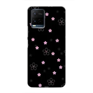 Чохол з розовим принтом для Vivo Y21 / Y21s (Рожеві квіти на чорному)