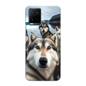 Чехол с Хаски для Vivo Y21 / Y21s - (AlphaPrint) (Селфи ХАски)