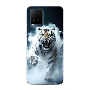 Чехол с картинкой «Хищники» для Vivo Y21 / Y21s (Белый тигр в дыму)