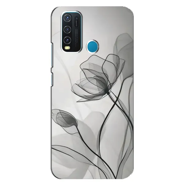 Чохол з принтом «Чорні квіти» для Vivo Y30