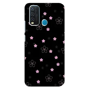 Чохол з розовим принтом для ViVO Y30 (Рожеві квіти на чорному)