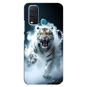 Чохол з картинкою 'Хижаки' для ViVO Y30 (Білий тигр у диму)