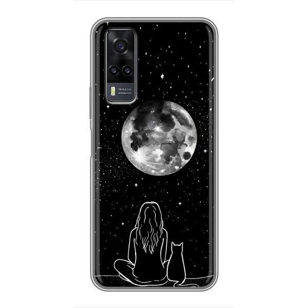 Чохол з принтом «Дівчина з котом» для Vivo Y31