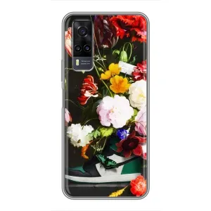 Брендновые Чехлы для ViVO Y31 - (PREMIUMPrint) (Nike цветы)