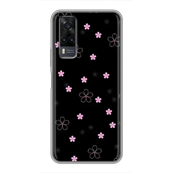 Чехол с принтом «Розовые цветы на черном» для Vivo Y31 Чехол с принтом «Розовые цветы на черном» для Vivo Y31