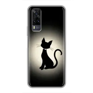 Чехол с принтом для ViVO Y31 (AlphaPrint) Модные коты (Силуэт котика)