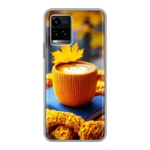 Чехол с уникальным дизайном «Осень с кофе» для Vivo Y33s (Кофе на желтом пледе)