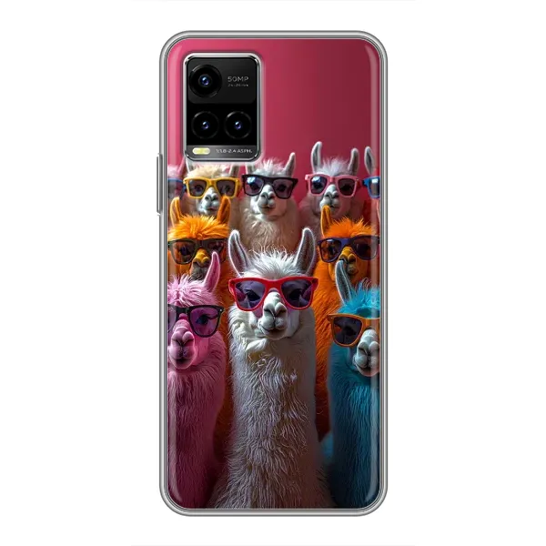 Чехол с принтом «Ламы в очках» для Vivo Y33s