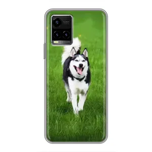 Чехол с Хаски для Vivo Y33s - (AlphaPrint) (Радостный Хаски)