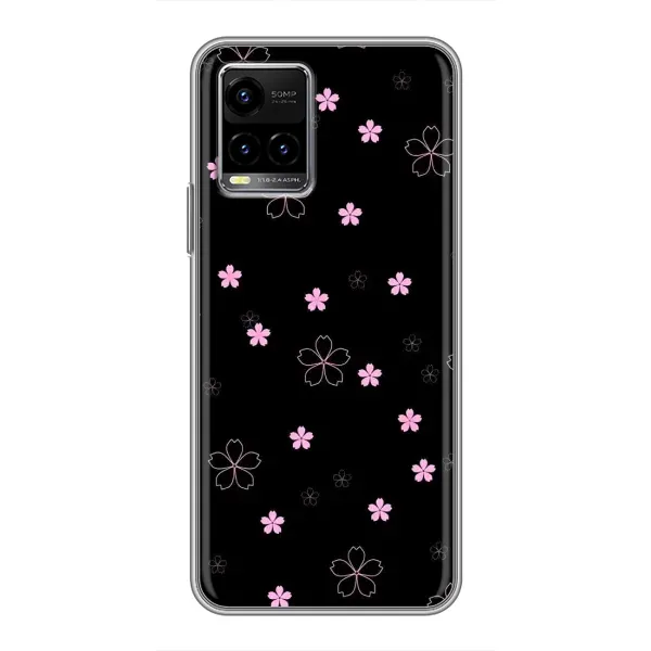 Чехол с принтом «Розовые цветы на черном» для Vivo Y33s