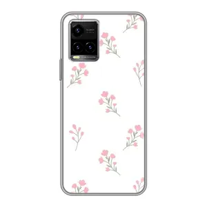 Чехол с розовым рисунком для Vivo Y33s (Розовые цветы)