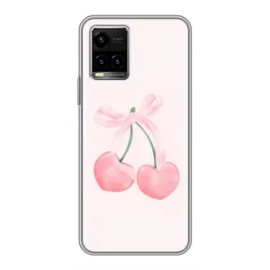 Чехол с розовым рисунком для Vivo Y33s (Розовые вишни)