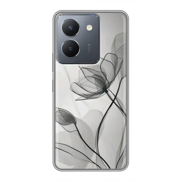 Чехол с принтом «Черные цветы» для Vivo Y36