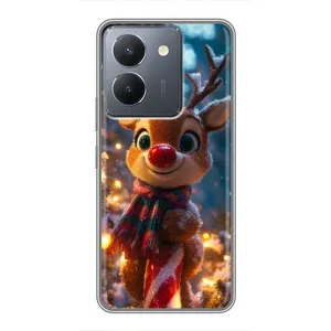 Яркий чехол для Vivo Y36 с Зимними Оленятами (Олень с шарфом)