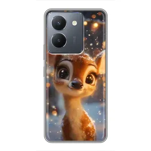 Яркий чехол для Vivo Y36 с Зимними Оленятами (Олененок среди гирлянд)