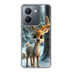 Яркий чехол для Vivo Y36 с Зимними Оленятами (Олененок в лесу)