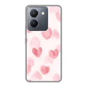 Чехол с розовым рисунком для VIVO Y36 (Розовые сердечки)