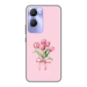 Чехол с розовым рисунком для Vivo Y36c (Букет цветов)