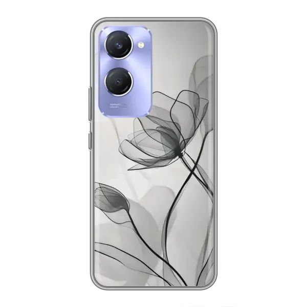 Чехол с принтом «Черные цветы» для Vivo Y36c
