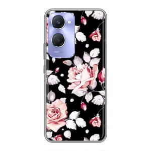 Чехлы с Цветами для Vivo Y36c (VPrint) (Цветочки на черном)