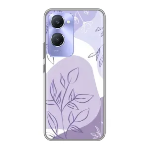 Силиконовый чехол с принтом в цветах на Vivo Y36c (Фиолетовые листья абстракция)