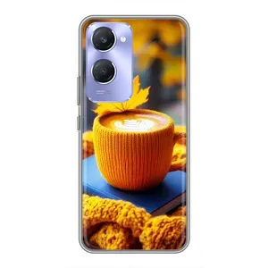 Чехол с уникальным дизайном «Осень с кофе» для Vivo Y36c (Кофе на желтом пледе)