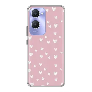 Чехол с розовым рисунком для Vivo Y36c (Сердечки на розовом)