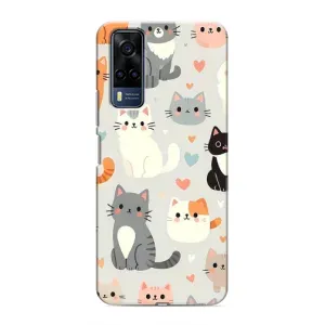 Чехол с рисунком кот на Vivo Y51 (2020) (Коллаж котов)