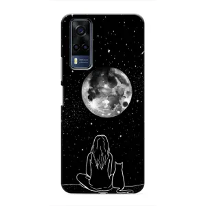 Чехол с рисунком кот на VIVO Y53S (Девушка с котом)