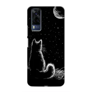 Чехол с принтом для VIVO Y53S (AlphaPrint) Модные коты (Котик и луна)