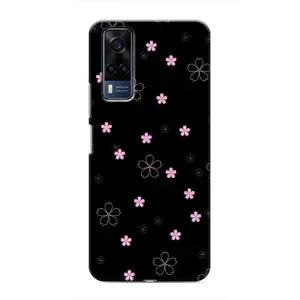 Чехол с розовым рисунком для VIVO Y53S (Розовые цветы на черном)
