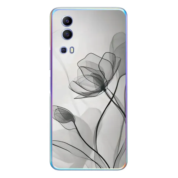 Чехол с принтом «Черные цветы» для Vivo Y72 Чехол с принтом «Черные цветы» для Vivo Y72