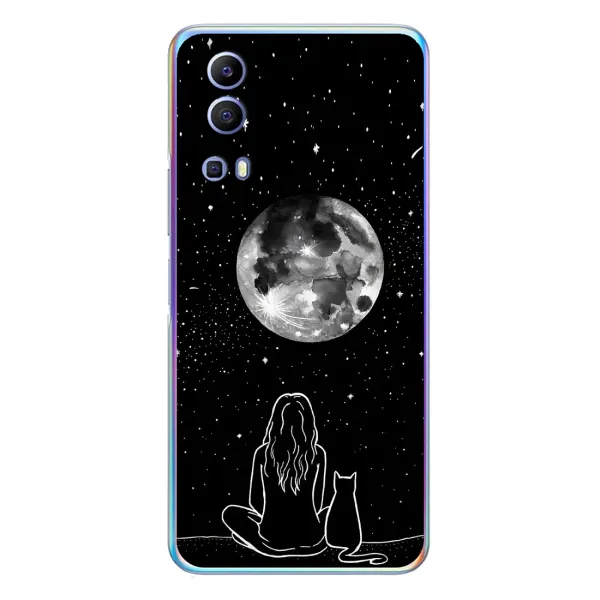 Чехол с принтом «Девушка с котом» для Vivo Y72